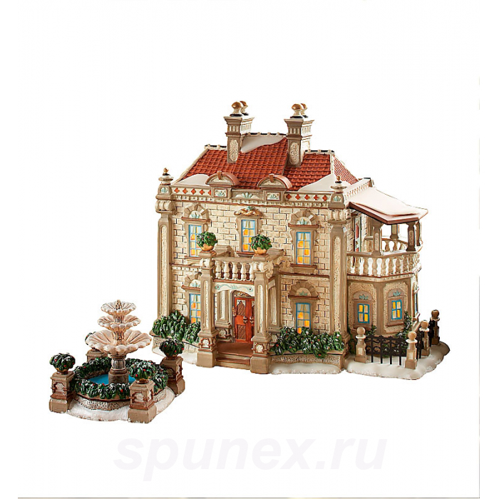 Новогодний сувенир "Особняк с фонтаном"